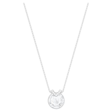 스와로브스키 Swarovski Bella V pendant, Round cut, White, Rhodium plated