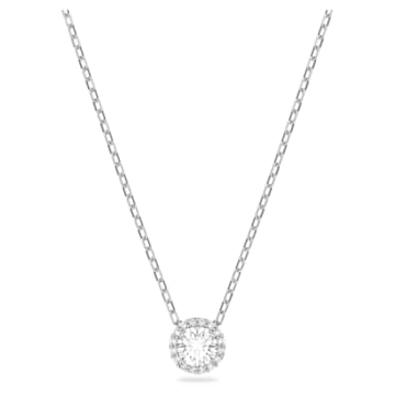 스와로브스키 Swarovski Angelic pendant, Round cut, White, Rhodium plated