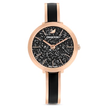 SWAROVSKI 施華洛世奇 - Crystalline Delight 手錶 瑞士製造, 金屬手鏈, 黑, 玫瑰金色潤飾