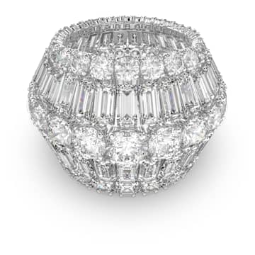 SWAROVSKI 施華洛世奇 - Hyperbola 個性戒指 混合式切割, 白色, 鍍白金色