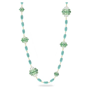 스와로브스키 Swarovski Somnia necklace, Long, Green, Gold-tone plated