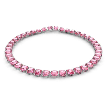 스와로브스키 Swarovski Millenia necklace, Octagon cut, Pink, Rhodium plated