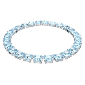 스와로브스키 Swarovski Millenia necklace, Square cut, Blue, Rhodium plated