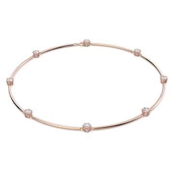 스와로브스키 Swarovski Constella necklace, Round cut, White, Rose gold-tone plated