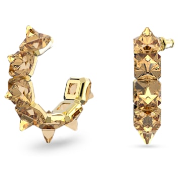 스와로브스키 Swarovski Ortyx hoop earrings, Pyramid cut, Gold tone, Gold-tone plated
