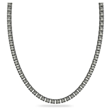 스와로브스키 Swarovski Millenia necklace, Square cut, Long, Gray, Ruthenium plated