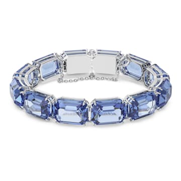 스와로브스키 Swarovski Millenia bracelet, Octagon cut, Blue, Rhodium plated