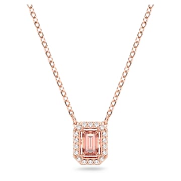 스와로브스키 Swarovski Millenia necklace, Octagon cut, Pink, Rose gold-tone plated