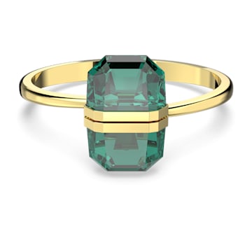 Swarovski Lucent bangle, Magnetic closure, Oversized crystal, Green, Gold-tone finish