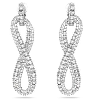 스와로브스키 Swarovski Hyperbola clip earrings, Infinity, White, Rhodium plated