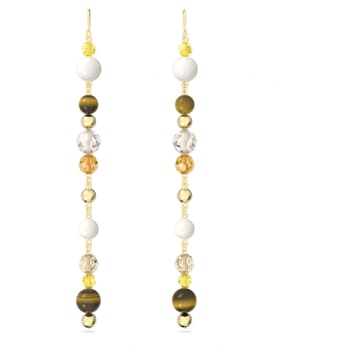 스와로브스키 Swarovski Somnia drop earrings, Extra long, Multicolored, Gold-tone plated