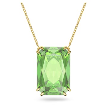 스와로브스키 목걸이 Swarovski Millenia pendant, Octagon cut, Green, Gold-tone plated