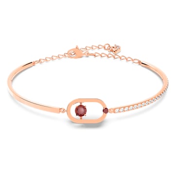 스와로브스키 Swarovski Sparkling Dance bracelet, Round cut, Oval shape, Red, Rose gold-tone plated