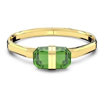 스와로브스키 Swarovski Lucent bangle, Magnetic closure, Green, Gold-tone finish