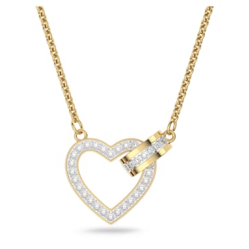 스와로브스키 Swarovski Lovely necklace, Heart, White, Gold-tone plated