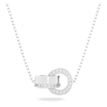 스와로브스키 목걸이 Swarovski Hollow pendant, Interlocking loop, White, Rhodium plated