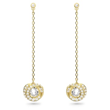 스와로브스키 Swarovski Generation drop earrings, Long, White, Gold-tone plated