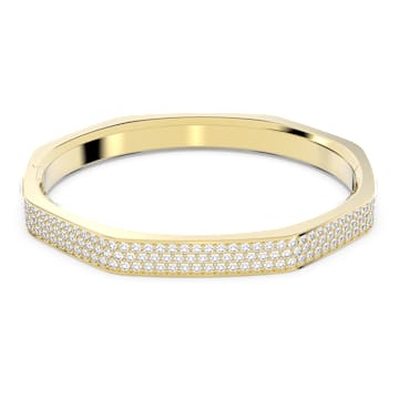 Swarovski Dextera bangle, Octagon shape, White, Gold-tone plated