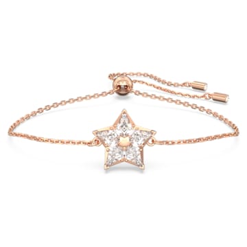 스와로브스키 Swarovski Stella bracelet, Kite cut, Star, White, Rose gold-tone plated