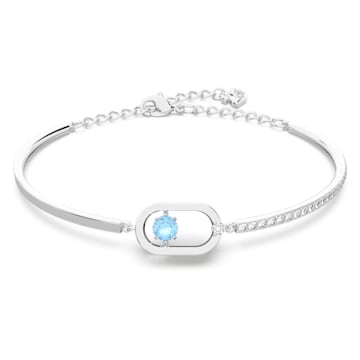 스와로브스키 Swarovski Sparkling Dance bracelet, Round cut, Oval shape, Blue, Rhodium plated