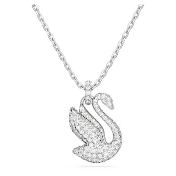 스와로브스키 Swarovski Iconic Swan pendant, Swan, Medium, White, Rhodium plated