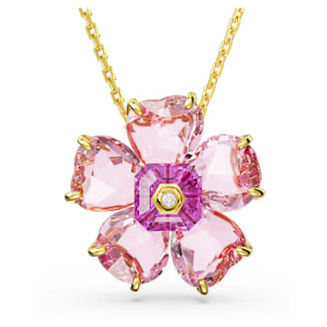 스와로브스키 Swarovski Florere necklace, Flower, Pink, Gold-tone plated
