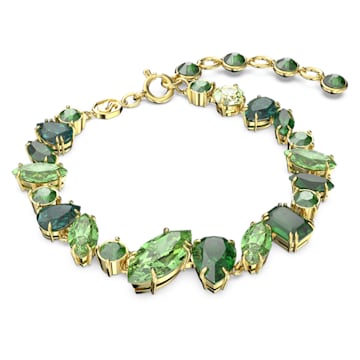 스와로브스키 Swarovski Gema bracelet, Mixed cuts, Green, Gold-tone plated