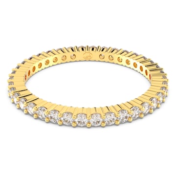 스와로브스키 반지 Swarovski Vittore ring, Round cut, White, Gold-tone plated
