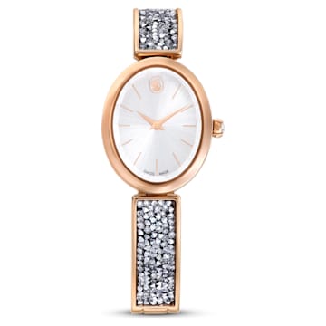 스와로브스키 Swarovski Crystal Rock Oval watch, Swiss Made, Metal bracelet, Rose gold tone, Rose gold-tone finish