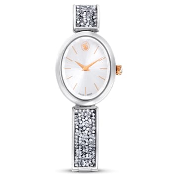 스와로브스키 Swarovski Crystal Rock Oval watch, Swiss Made, Metal bracelet, White, Stainless steel