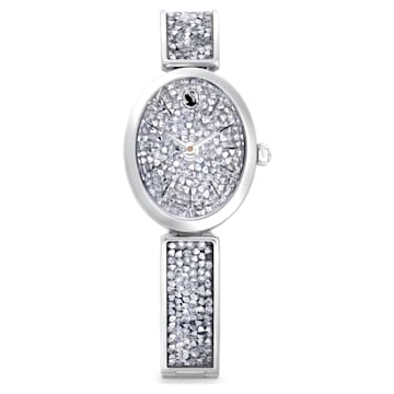 스와로브스키 Swarovski Crystal Rock Oval watch, Swiss Made, Metal bracelet, Silver tone, Stainless steel