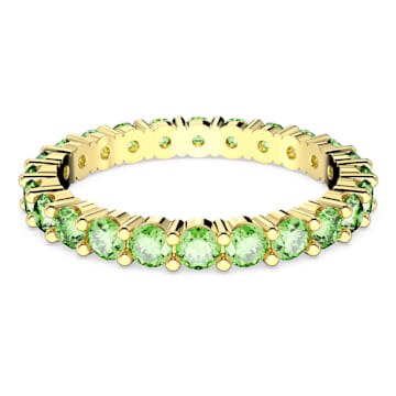 스와로브스키 반지 Swarovski Matrix ring, Round cut, Green, Gold-tone plated