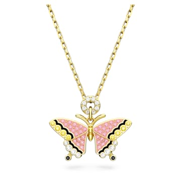 스와로브스키 Swarovski Idyllia pendant, Butterfly, Multicolored, Gold-tone plated