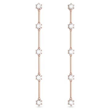 스와로브스키 Swarovski Constella drop earrings, Round cut, White, Rose gold-tone plated