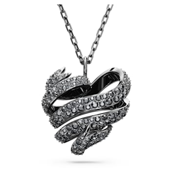 Swarovski Volta pendant, Heart, Small, Black, Ruthenium plated