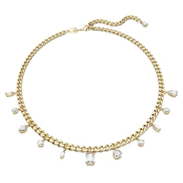 스와로브스키 Swarovski Dextera necklace, Mixed cuts, White, Gold-tone plated