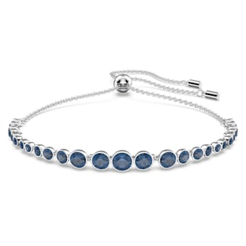 스와로브스키 팔찌 Swarovski Emily bracelet, Mixed round cuts, Blue, Rhodium plated