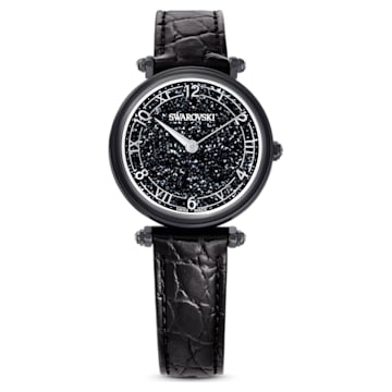 스와로브스키 Swarovski Crystalline Wonder watch, Swiss Made, Leather strap, Black, Black finish
