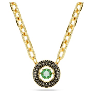 스와로브스키 Swarovski Sparkling Dance pendant, Green, Gold-tone plated
