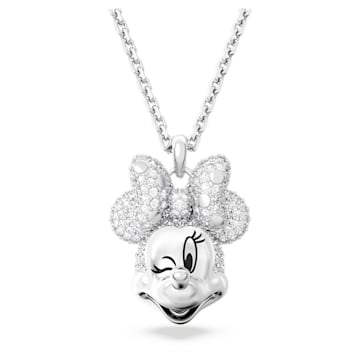 스와로브스키 Swarovski Disney Minnie Mouse pendant, Head-shaped, White, Rhodium plated