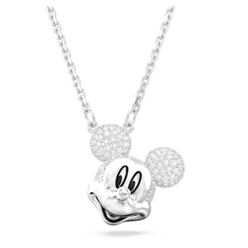 스와로브스키 Swarovski Disney Mickey Mouse pendant, Head-shaped, White, Rhodium plated
