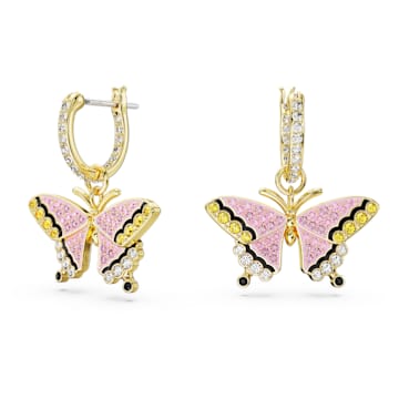 스와로브스키 Swarovski Idyllia drop earrings, Butterfly, Multicolored, Gold-tone plated