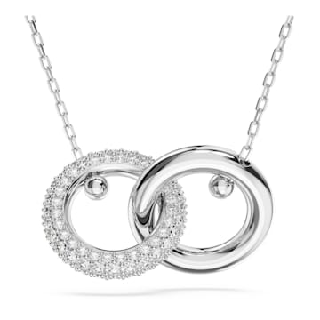 스와로브스키 Swarovski Dextera pendant, Interlocking loop, White, Rhodium plated