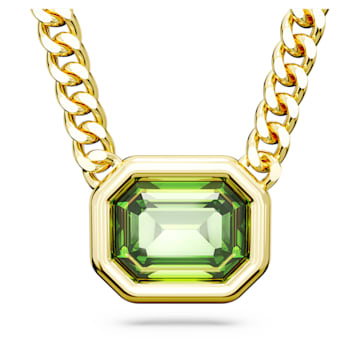 스와로브스키 Swarovski Millenia pendant, Octagon cut, Green, Gold-tone plated