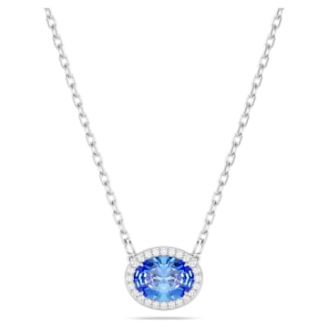 스와로브스키 Swarovski Constella necklace, Oval cut, Blue, Rhodium plated