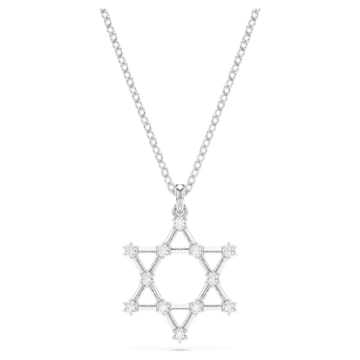 스와로브스키 Swarovski Insigne pendant, Round cut, Star, White, Rhodium plated