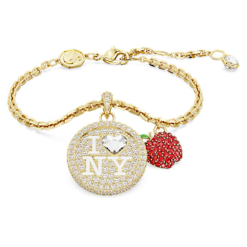 스와로브스키 Swarovski I Love NY bracelet, Red, Gold-tone plated