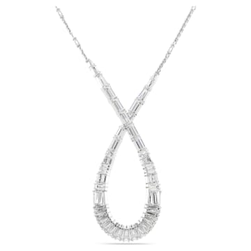 스와로브스키 Swarovski Hyperbola pendant, Mixed cuts, Infinity, White, Rhodium plated