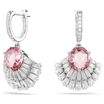 스와로브스키 Swarovski Idyllia drop earrings, Shell, Pink, Rhodium plated