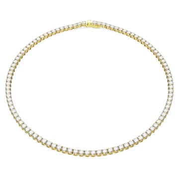 스와로브스키 Swarovski Matrix Tennis necklace, Round cut, White, Gold-tone plated